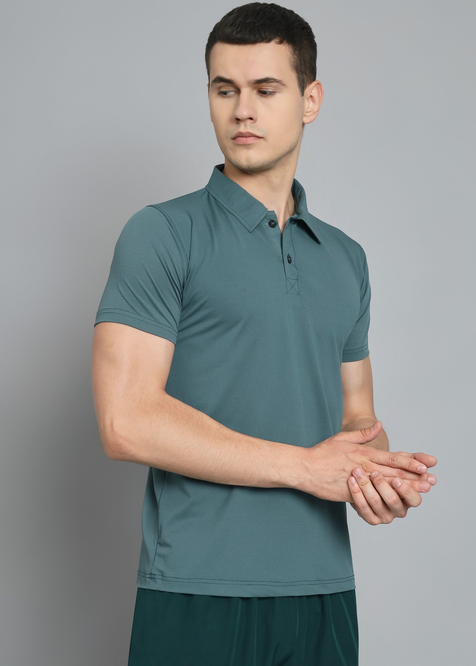 Dry Fit Olive Green Polo T-shirt, mens athletic polo, green dry fit shirt