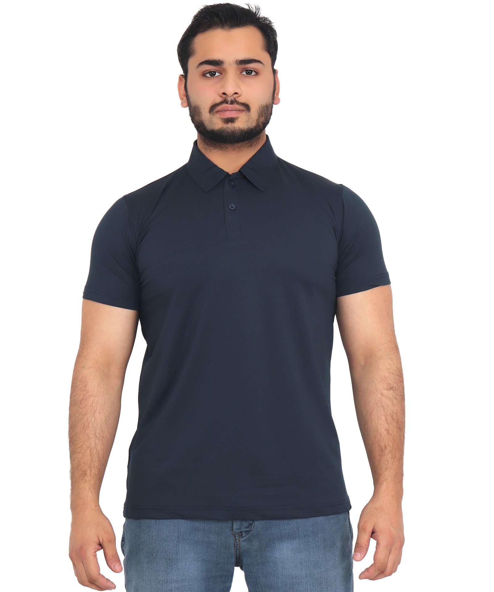 Triple Dot Men's Navy Blue Polyester Polo