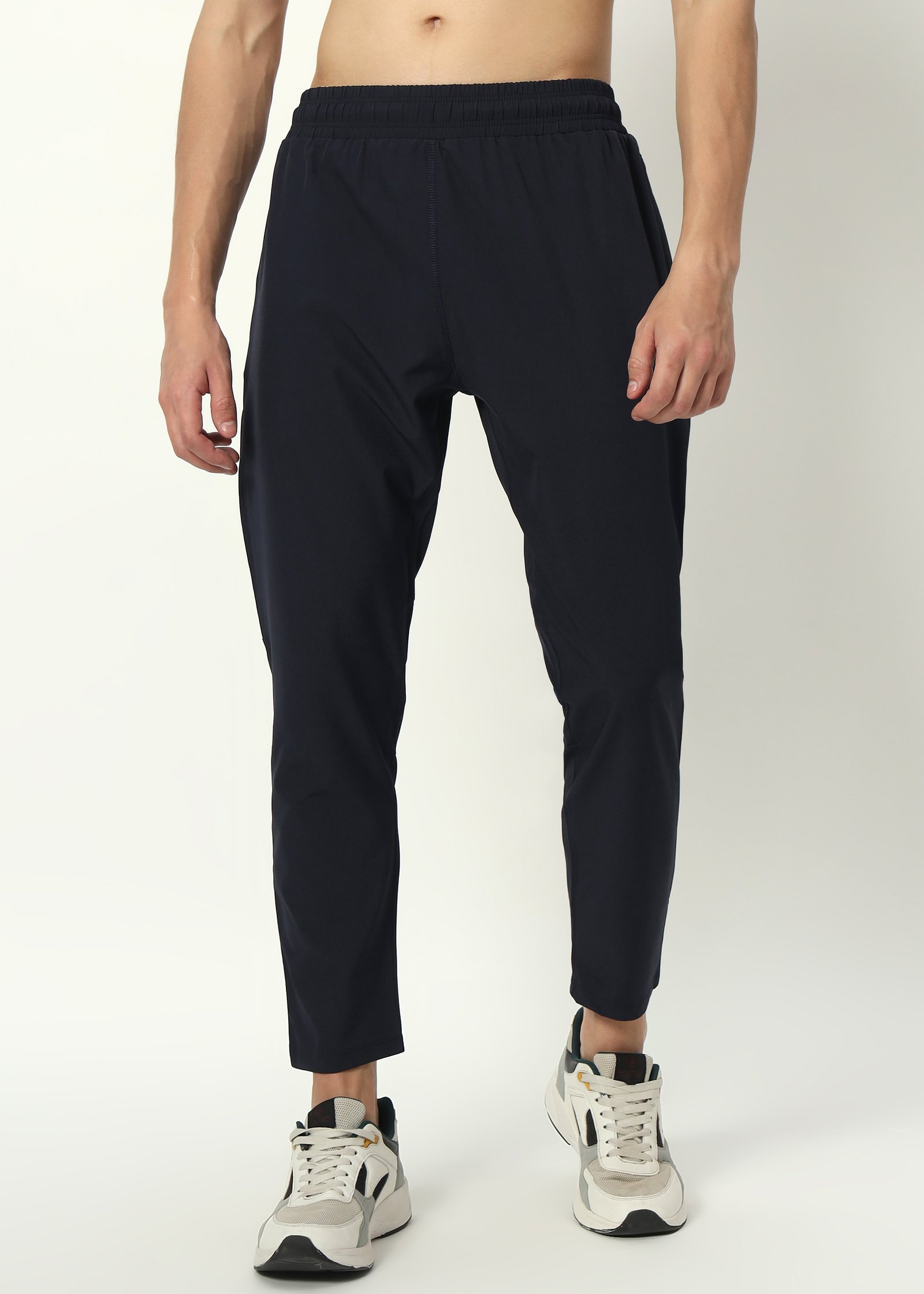 Triple Dot Men's Solid Navy Blue Polyester Trackpants