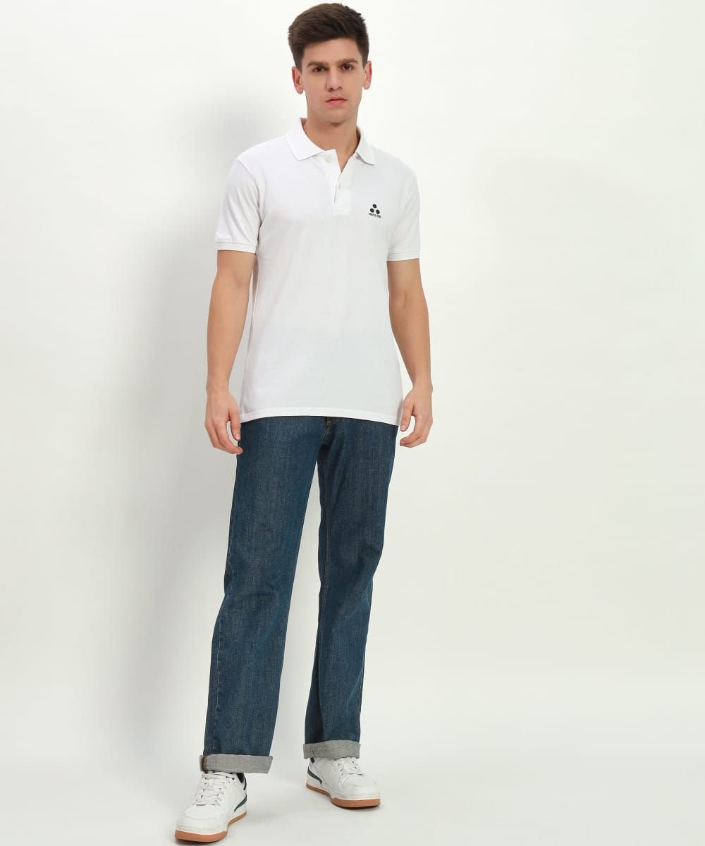 Men's white Cotton Classic  Polo T-Shirt