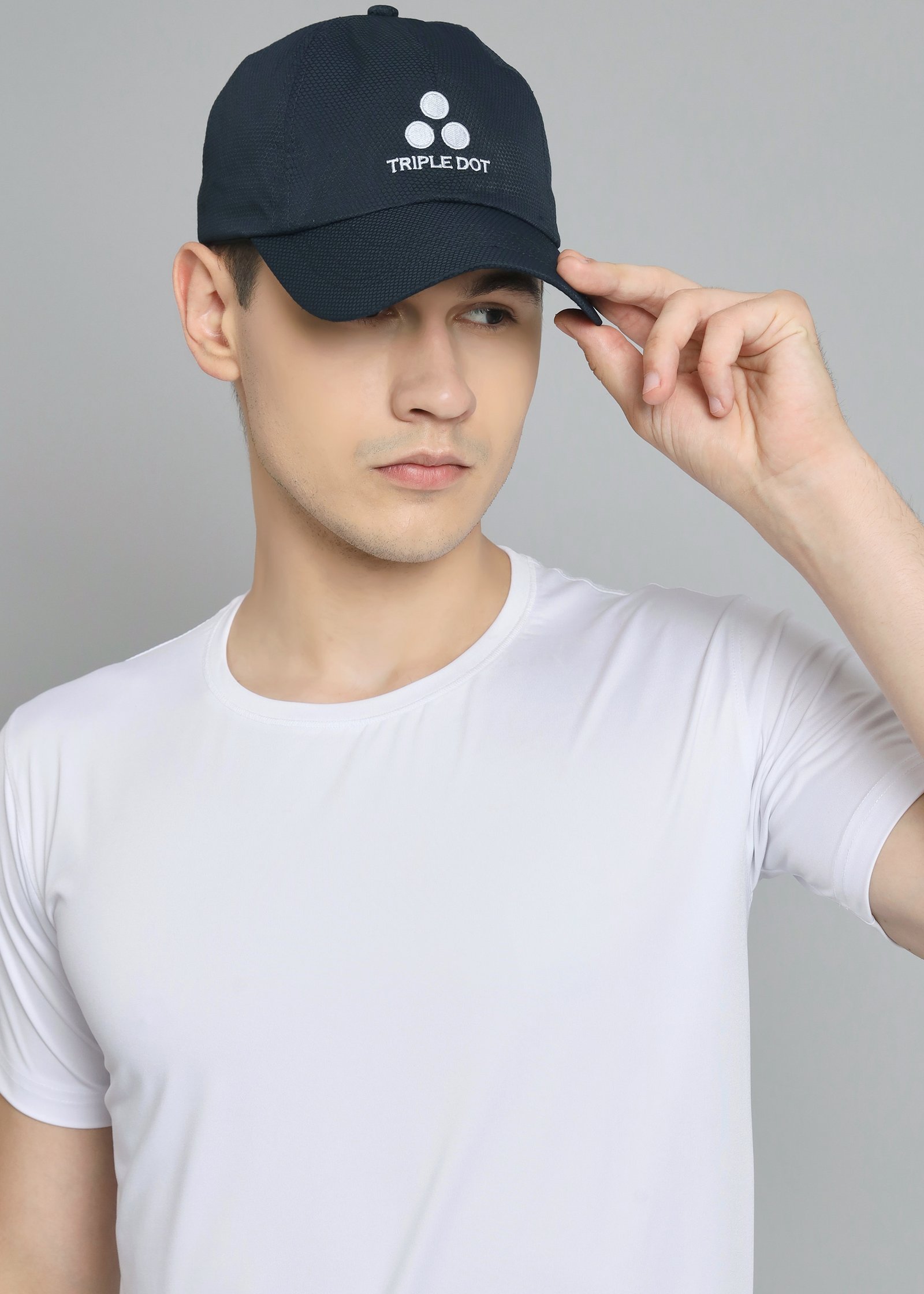 Navy Blue Textured Polyester Baseball Cap