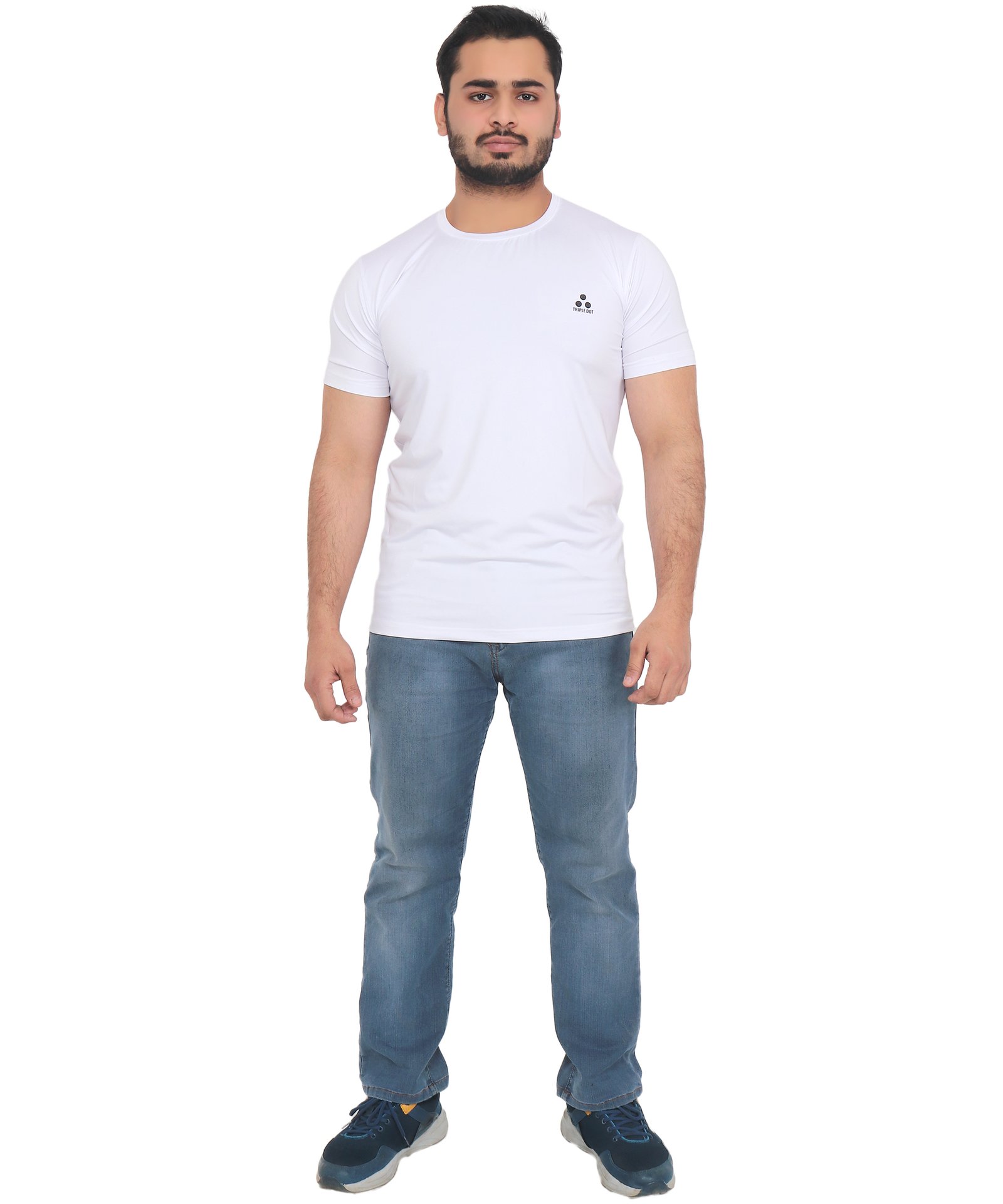 White Dry-Fit Polyester T-Shirt