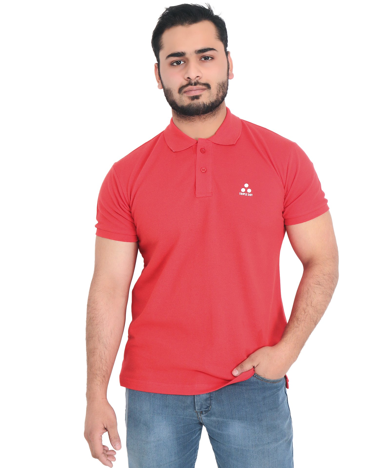 Poly-Cotton Red Polo T-Shirt
