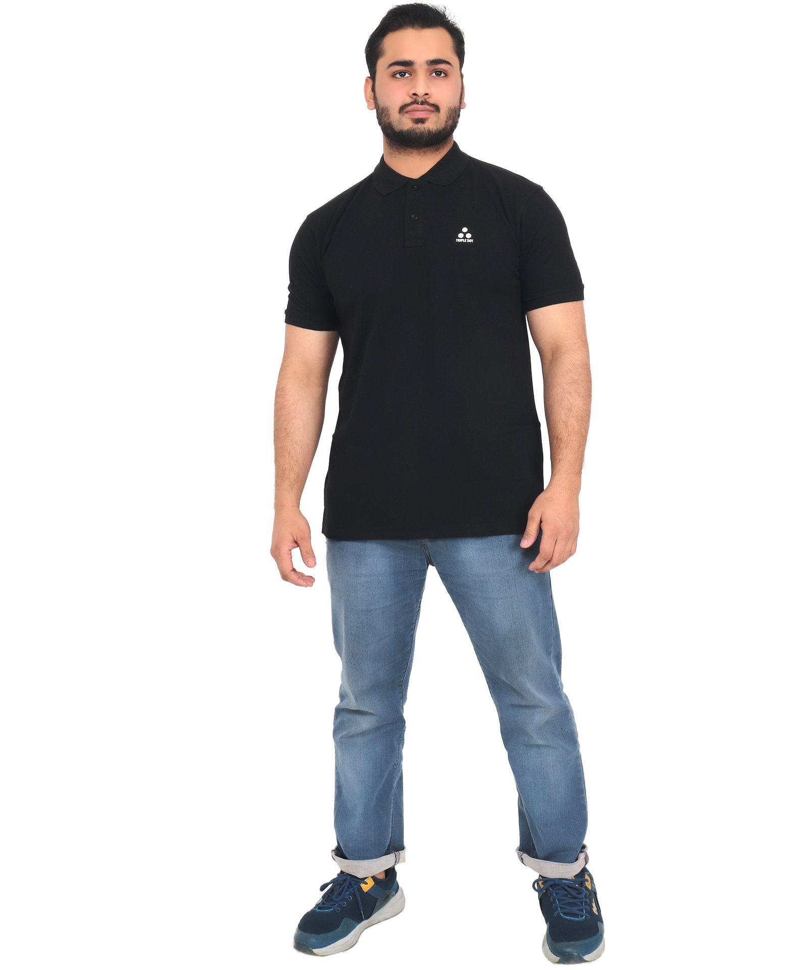 Poly-Cotton Black Polo T-Shirt
