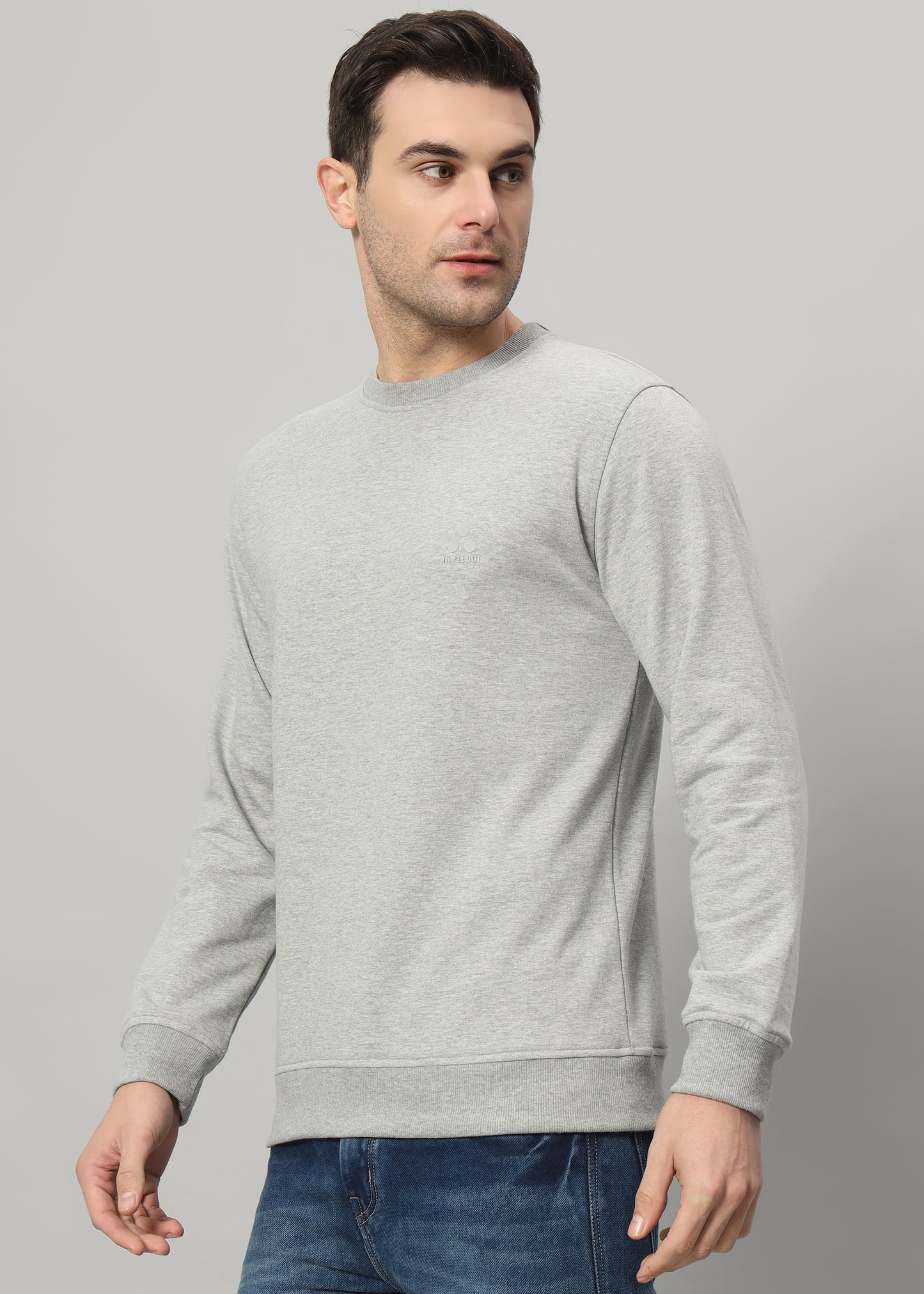 Cotton Grey Fleece Crew Neck Sweat Shirt