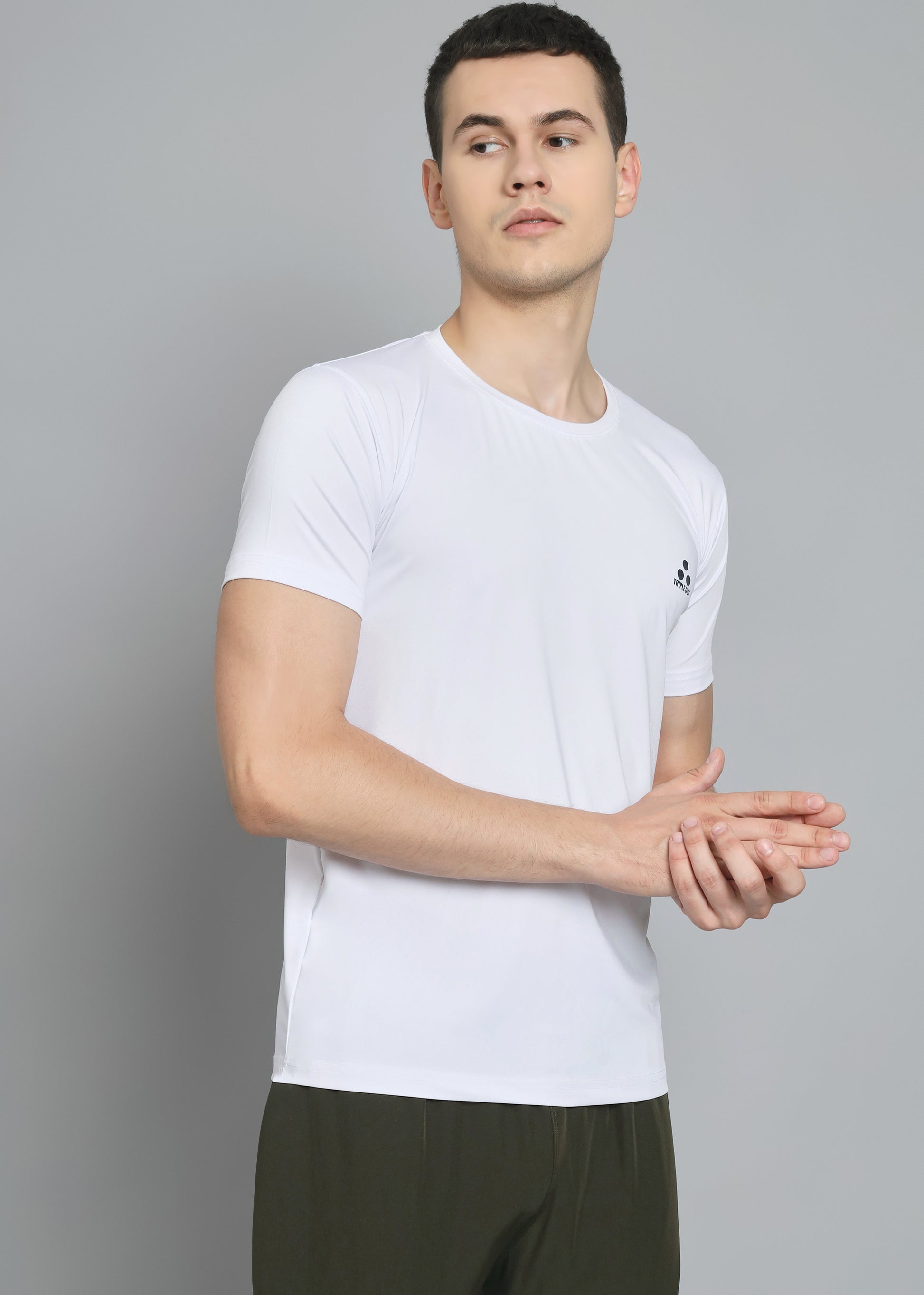 Solid Polyester Regular Fit Men's Sports T-Shirt - Triple Dot Clothings