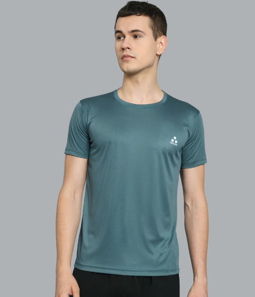 Mens Round Neck Half Sleeve Solid Dry Fit Tshirt - Triple Dot Clothings