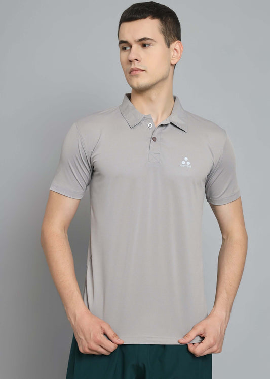 "Men's Solid Polo T-shirt - Slim Fit Polyester Tee"