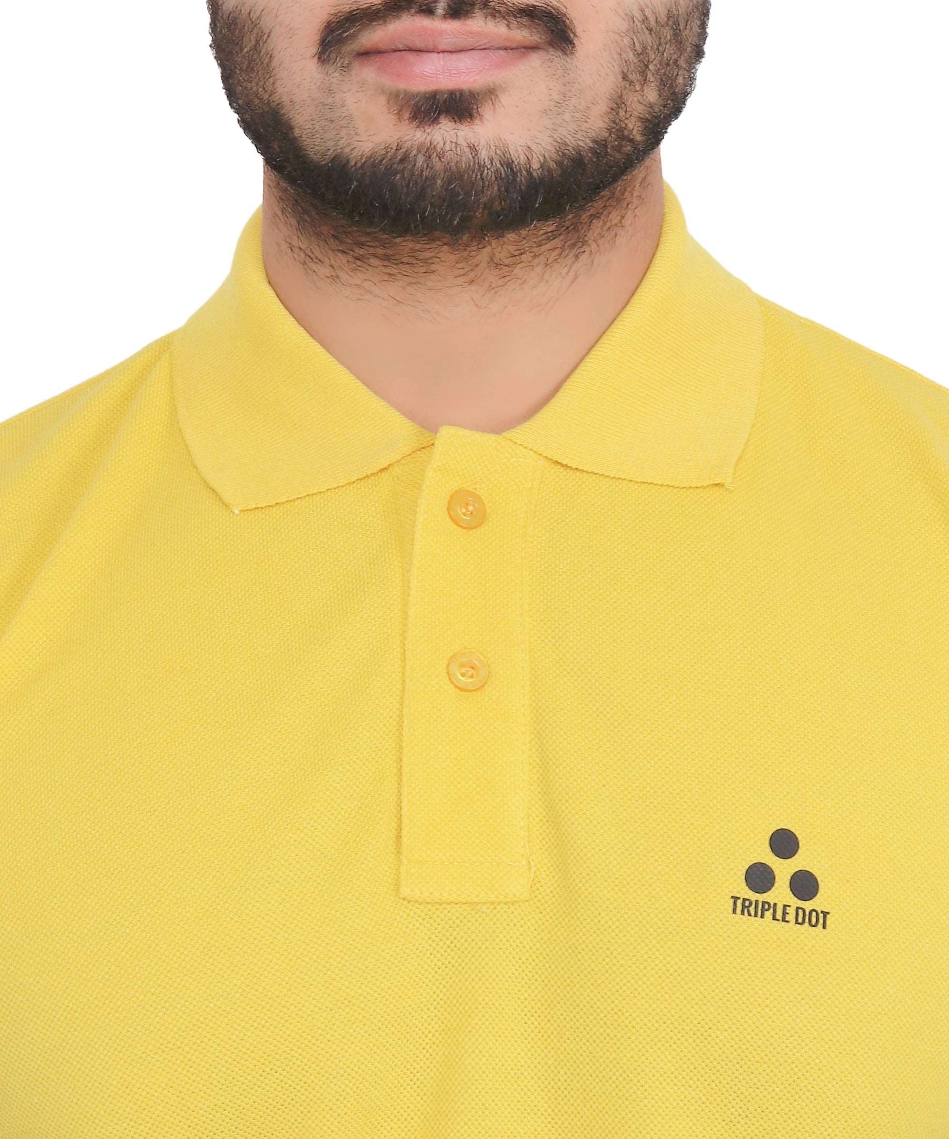 Triple Dot Double Pique Yellow Polycotton Premium Polo T shirt for Men
