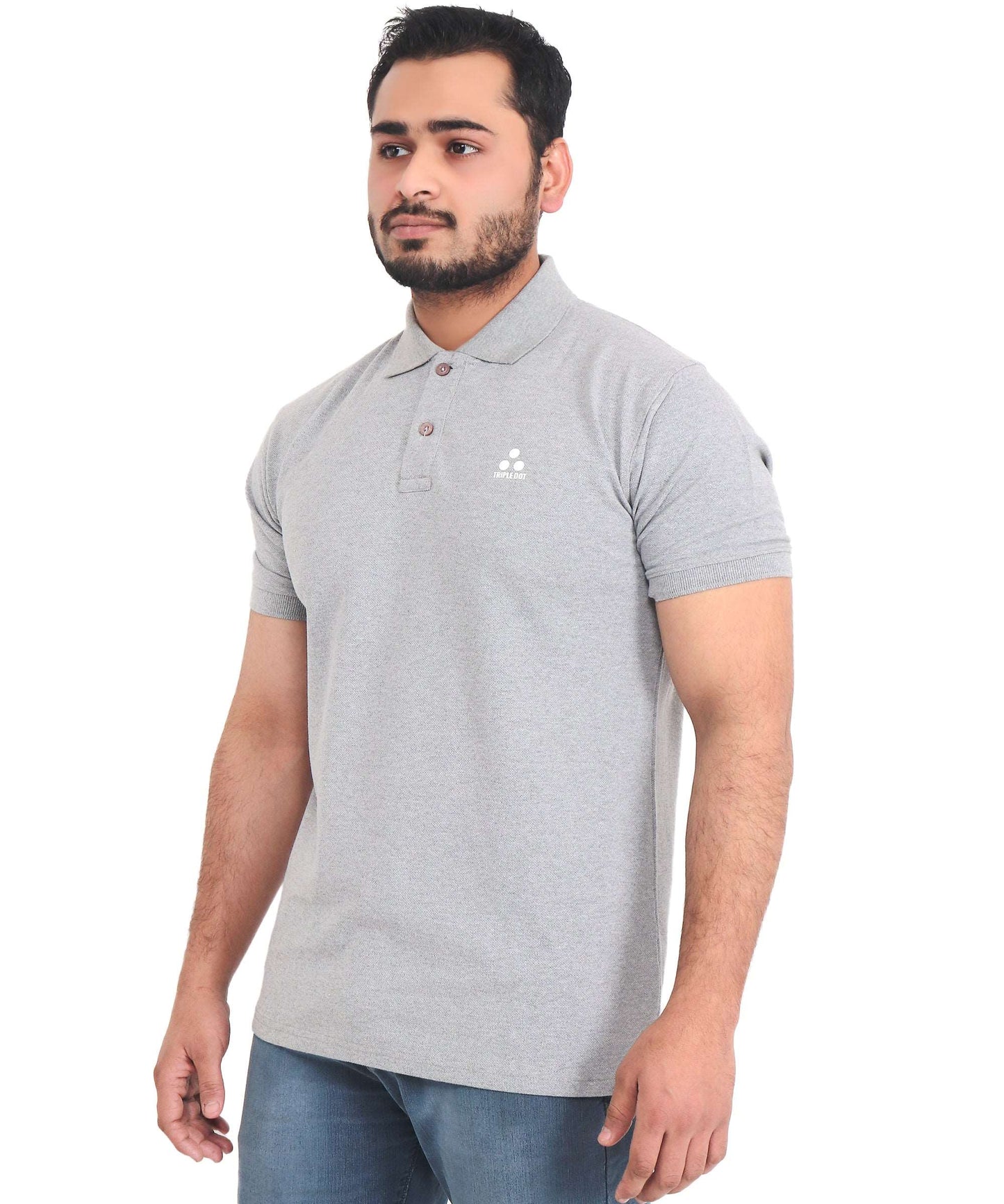 Soft Polycotton Polo Neck T-shirt for Men in Grey