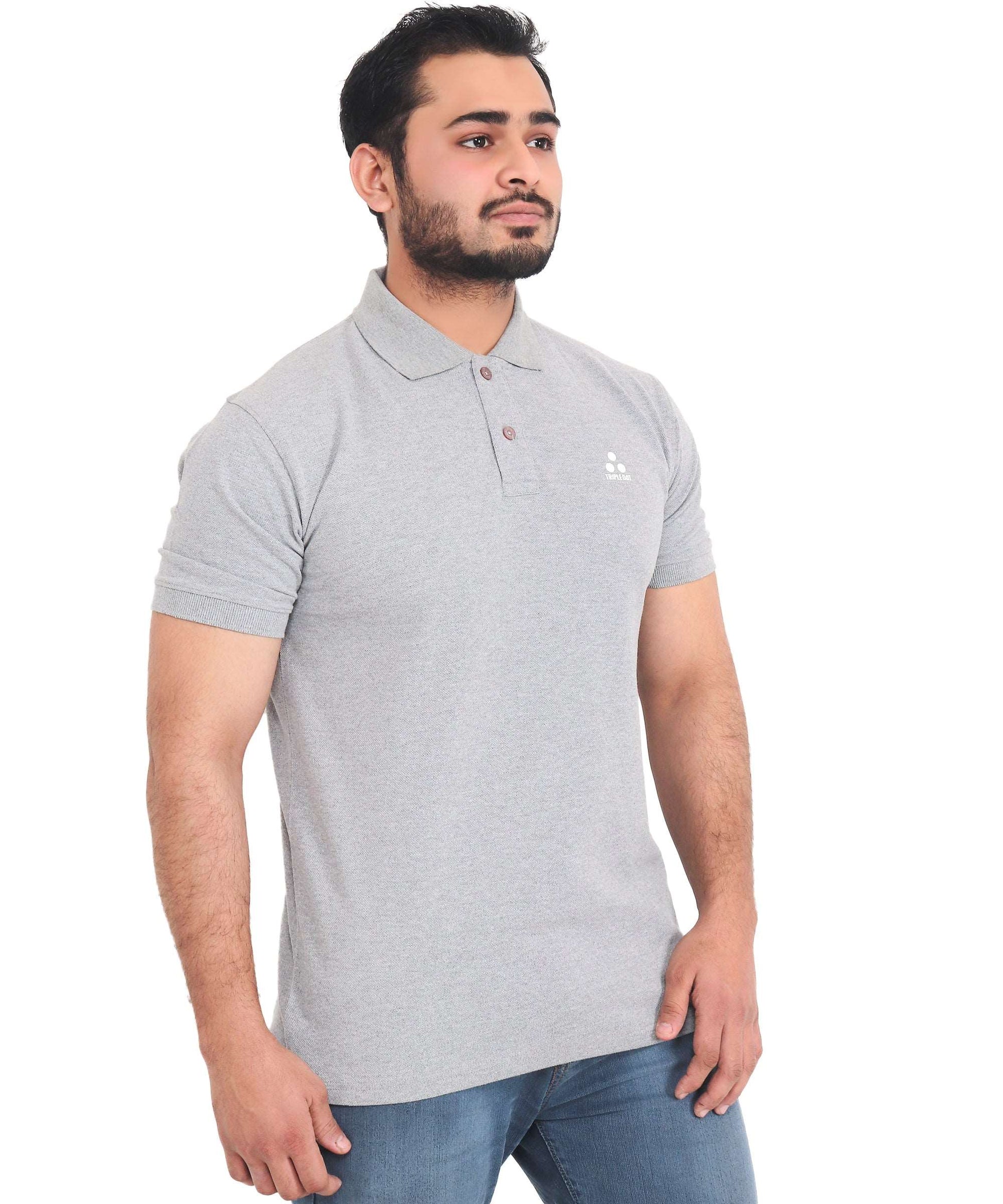 Classy and Comfortable: Men's Grey Polo Neck T-shirt