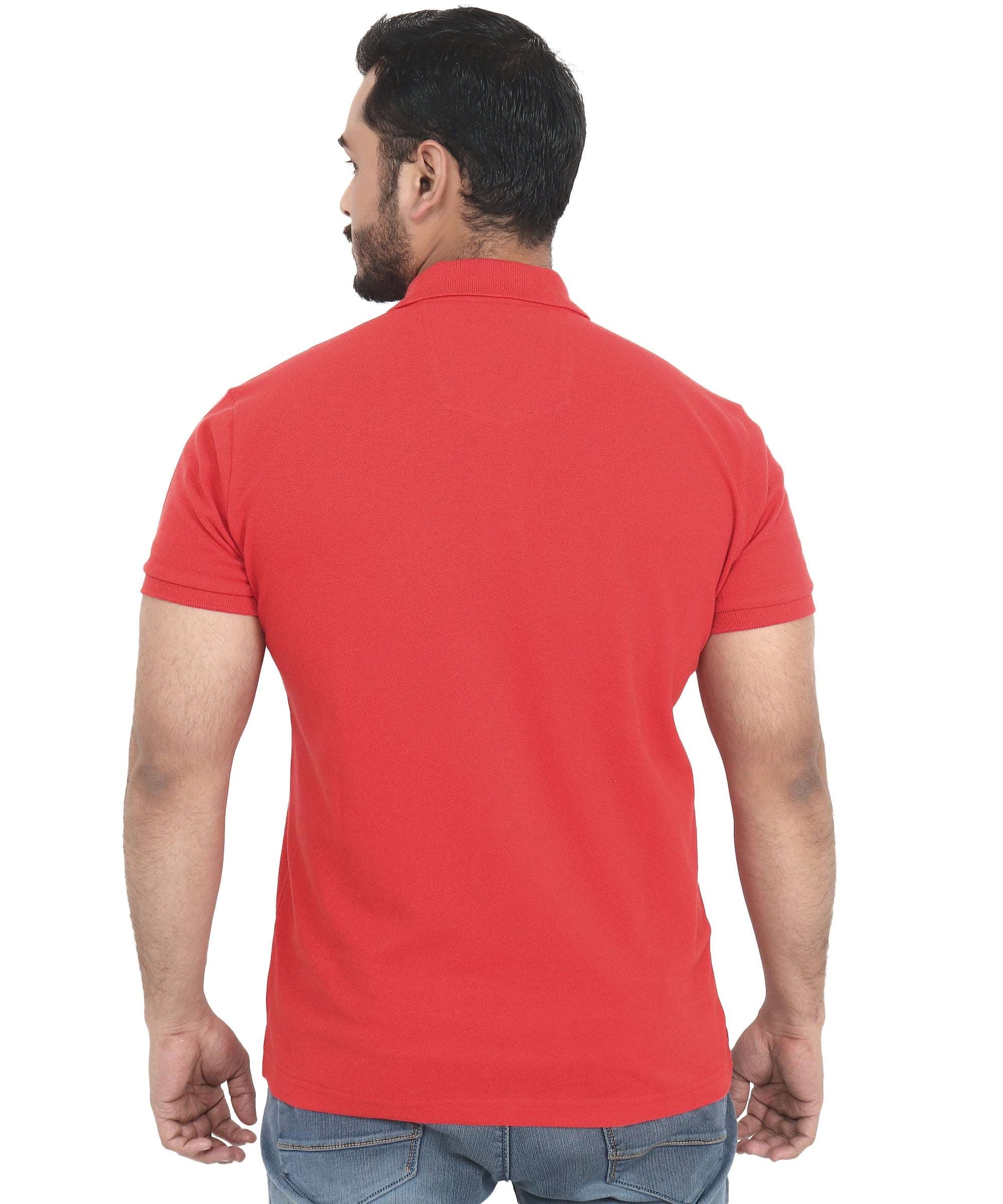 Triple Dot Double Pique Red Polycotton Premium Polo T shirt for Men