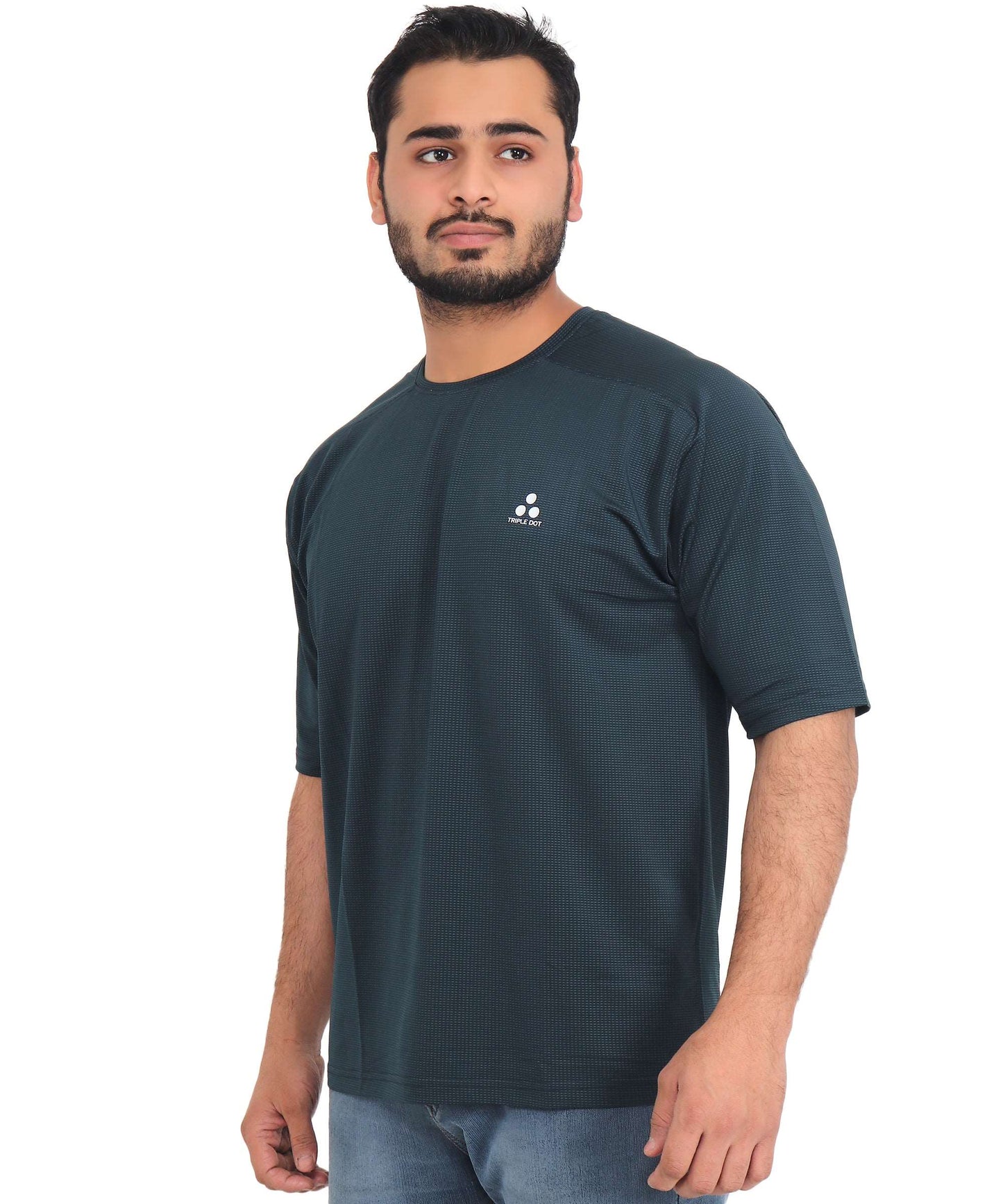 Triple Dot Royal Blue Dri Fit Polyester Drop Shoulder Sports T shirt for Men