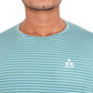 Triple Dot Sky Blue Strip Pattern Dri Fit Polyester T shirt for Men
