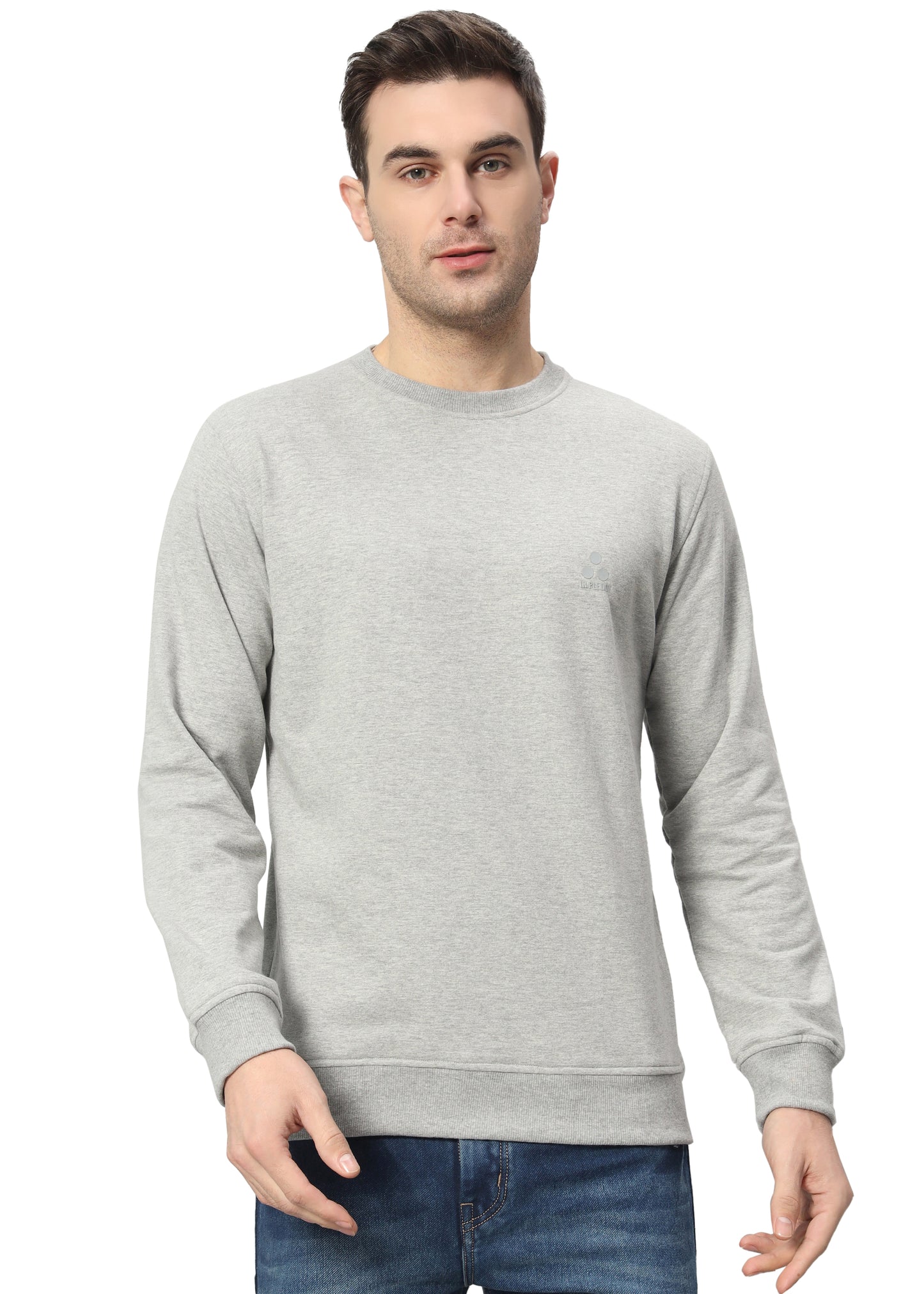 Cotton Grey Fleece Crew Neck Sweat Shirt