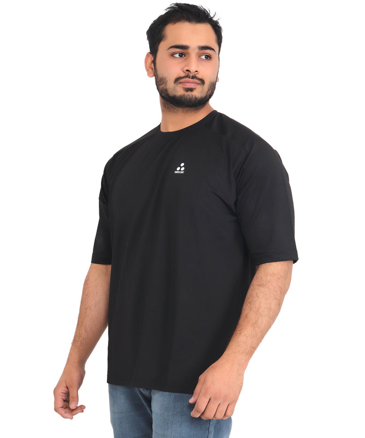 Men's Oversized T-Shirt Plain Black Drop Shoulder T shirt for Men