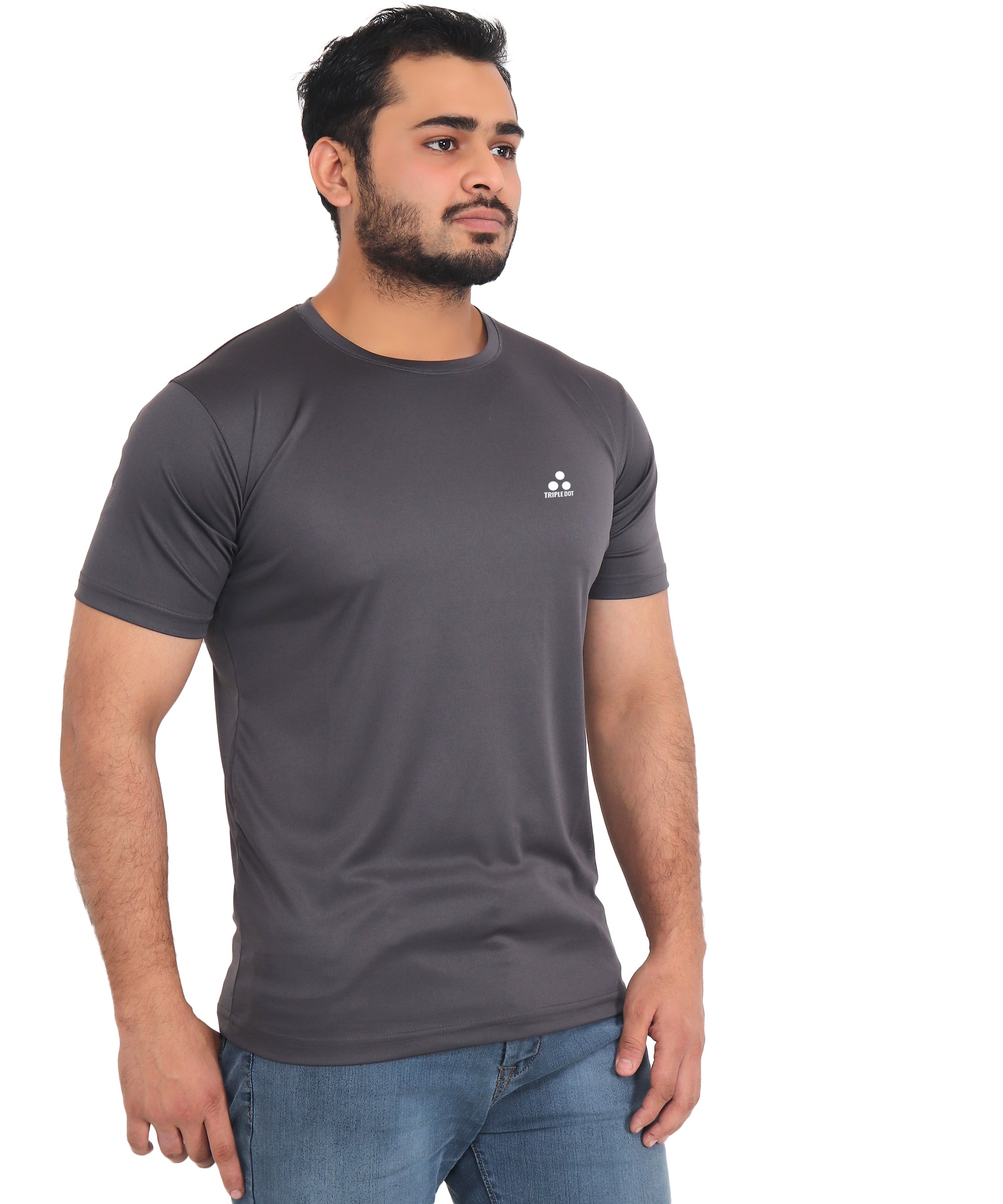 Round Neck Sports Wear Polyester Dri Fit T Shirt for Men | Triple Dot