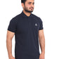 Solid Navy Blue Poly Cotton Regular Fit Men's T-Shirt - Triple Dot Clothings
