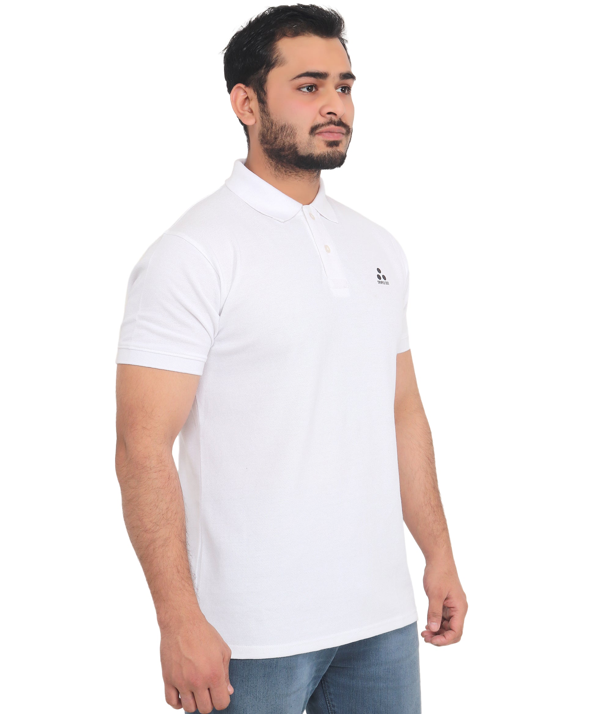 Solid White Poly Cotton Regular Fit Men's T-Shirt - Triple Dot Clothings