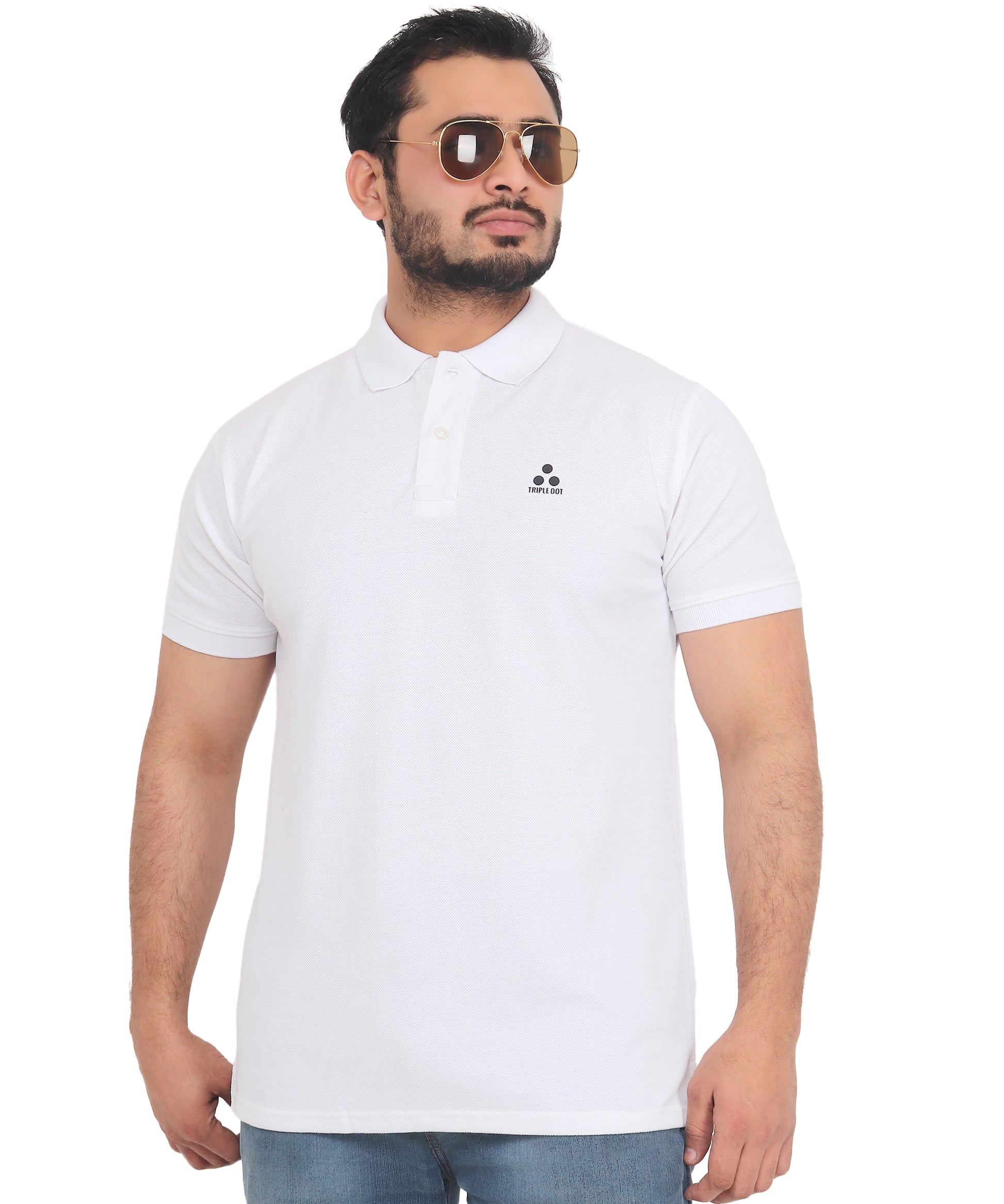 Solid White Poly Cotton Regular Fit Men's T-Shirt - Triple Dot Clothings