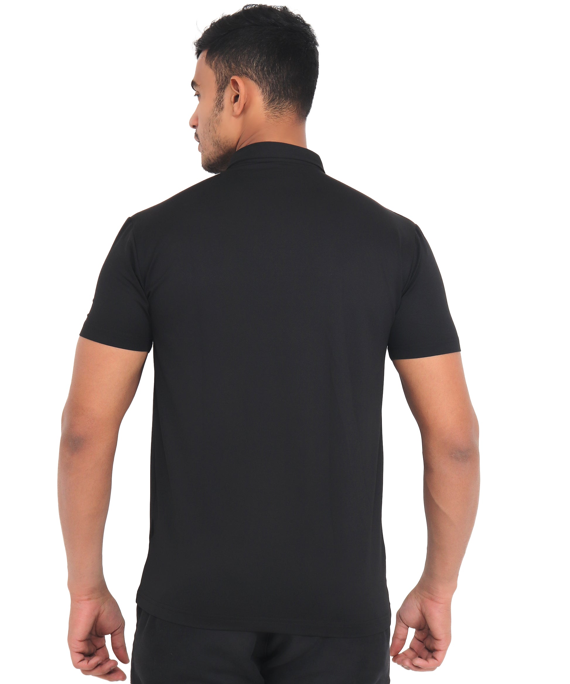 Triple Dot Polyester Black Polo Neck Premium T shirt for Men - Triple Dot Clothings