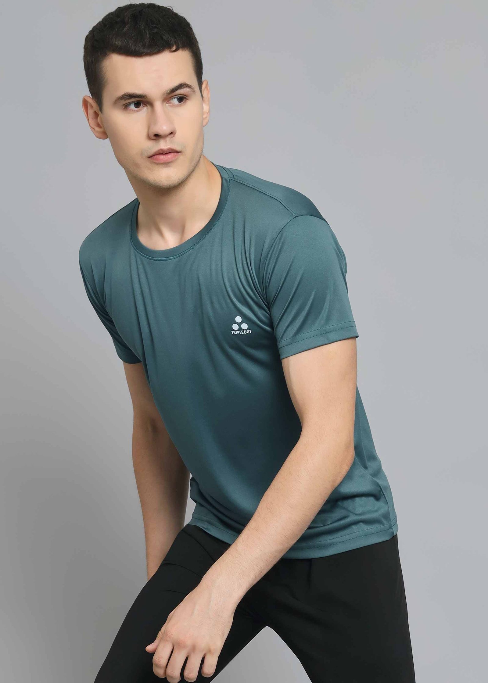 Men's Teal Green Polyester T-Shirt